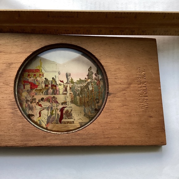 antique magic lantern slide Ancient Rome glass and wooden slide - Picture 7 of 8